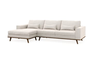 Copenhagen 4-seters Venstrevendt L-formet Divansofa i Fløyel - Kremhvit - Møbler - Sofaer - Sofaer med sjeselong - 4 seters sofa med divan