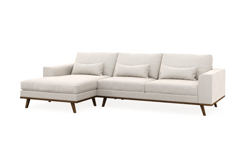 Copenhagen 4-seters Venstrevendt L-formet Divansofa i Fløyel - Kremhvit - Møbler - Sofaer - Sofaer med sjeselong - 4 seters sofa med divan