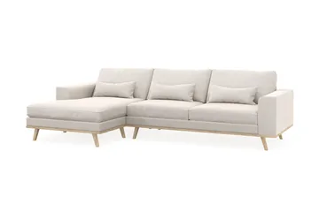 Copenhagen 4-seters Venstrevendt L-formet Divansofa i Fløyel - Kremhvit - Møbler - Sofaer - Sofaer med sjeselong - 4 seters sofa med divan