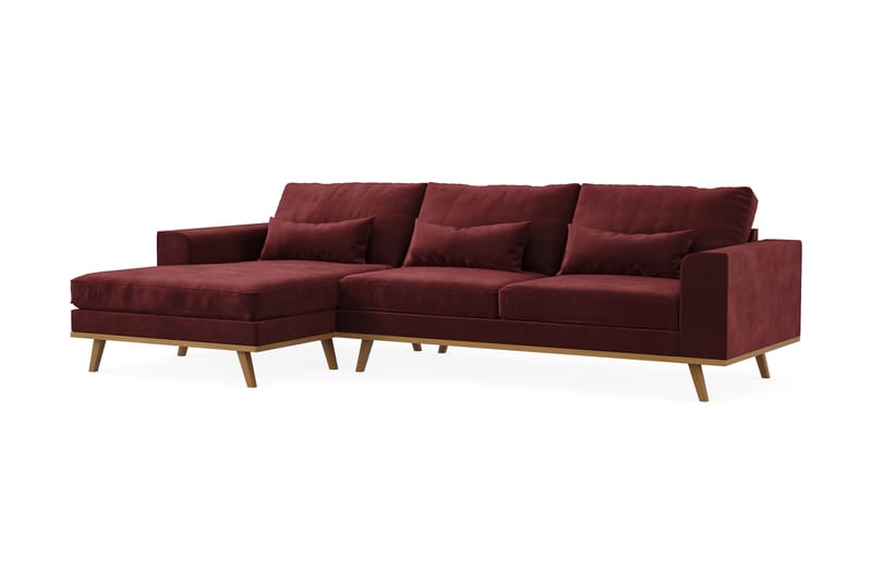 Copenhagen 4-seters Venstrevendt L-formet Divansofa i Fløyel - Lilla - Møbler - Sofaer - Sofaer med sjeselong - 4 seters sofa med divan