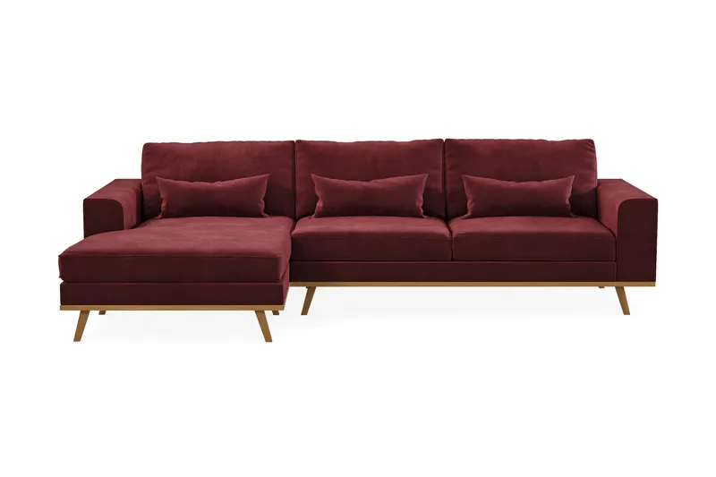 Copenhagen 4-seters Venstrevendt L-formet Divansofa i Fløyel - Lilla - Møbler - Sofaer - Sofaer med sjeselong - 4 seters sofa med divan