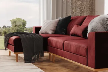 Copenhagen 4-seters Venstrevendt L-formet Divansofa i Fløyel - Lilla - Møbler - Sofaer - Sofaer med sjeselong - 4 seters sofa med divan