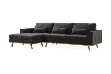 Copenhagen 4-seters Venstrevendt L-formet Divansofa i Fløyel - Mørk grå - Møbler - Sofaer - Sofaer med sjeselong - 4 seters sofa med divan