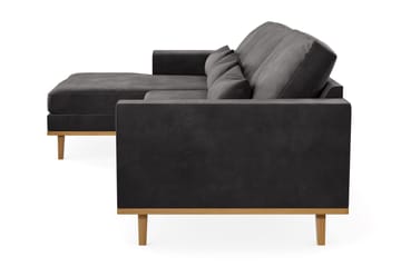 Copenhagen 4-seters Venstrevendt L-formet Divansofa i Fløyel - Mørk grå - Møbler - Sofaer - Sofaer med sjeselong - 4 seters sofa med divan