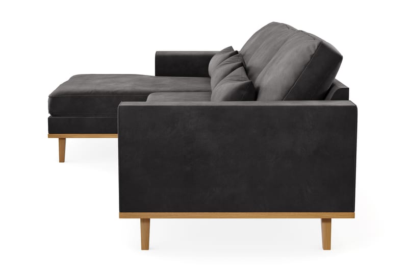 Copenhagen 4-seters Venstrevendt L-formet Divansofa i Fløyel - Mørk grå - Møbler - Sofaer - Sofaer med sjeselong - 4 seters sofa med divan