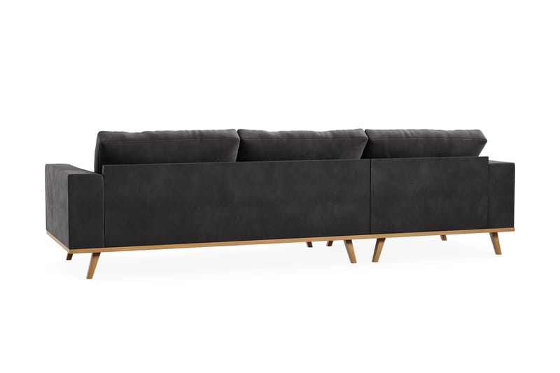 Copenhagen 4-seters Venstrevendt L-formet Divansofa i Fløyel - Mørk grå - Møbler - Sofaer - Sofaer med sjeselong - 4 seters sofa med divan