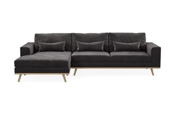 Copenhagen 4-seters Venstrevendt L-formet Divansofa i Fløyel - Mørk grå - Møbler - Sofaer - Sofaer med sjeselong - 4 seters sofa med divan