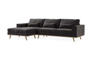 Copenhagen 4-seters Venstrevendt L-formet Divansofa i Fløyel - Mørk grå - Møbler - Sofaer - Sofaer med sjeselong - 4 seters sofa med divan