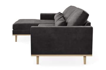 Copenhagen 4-seters Venstrevendt L-formet Divansofa i Fløyel - Mørk grå - Møbler - Sofaer - Sofaer med sjeselong - 4 seters sofa med divan