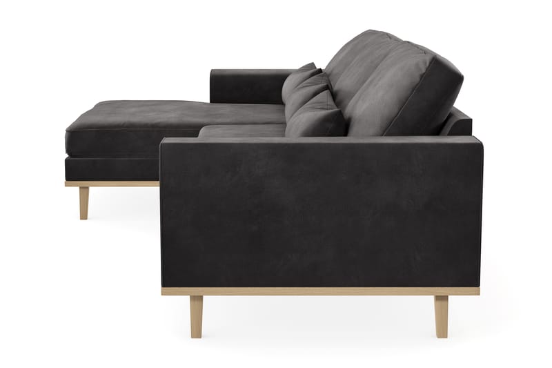Copenhagen 4-seters Venstrevendt L-formet Divansofa i Fløyel - Mørk grå - Møbler - Sofaer - Sofaer med sjeselong - 4 seters sofa med divan
