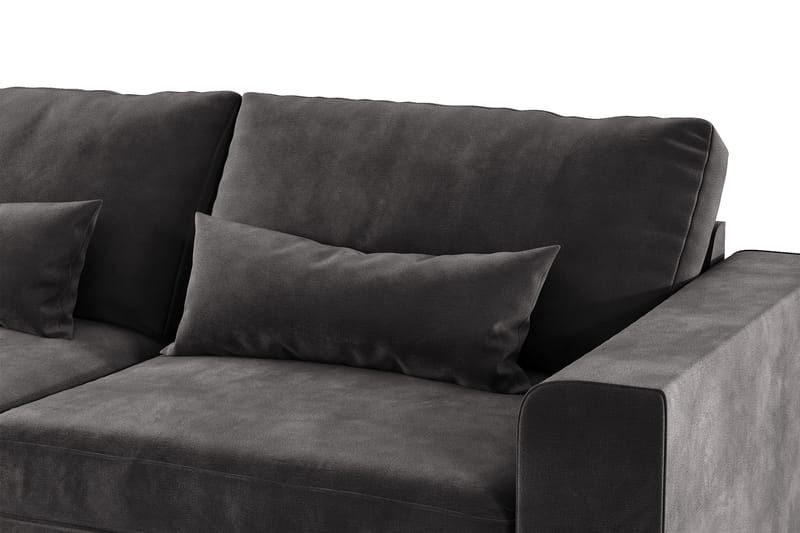 Copenhagen 4-seters Venstrevendt L-formet Divansofa i Fløyel - Mørk grå - Møbler - Sofaer - Sofaer med sjeselong - 4 seters sofa med divan