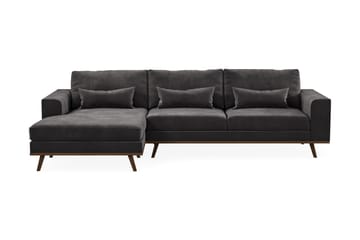 Copenhagen 4-seters Venstrevendt L-formet Divansofa i Fløyel - Mørk grå - Møbler - Sofaer - Sofaer med sjeselong - 4 seters sofa med divan