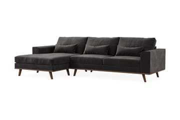 Copenhagen 4-seters Venstrevendt L-formet Divansofa i Fløyel - Mørk grå - Møbler - Sofaer - Sofaer med sjeselong - 4 seters sofa med divan