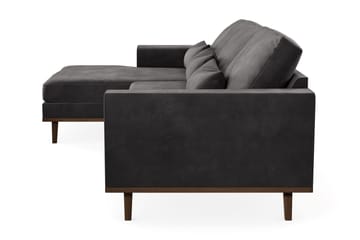 Copenhagen 4-seters Venstrevendt L-formet Divansofa i Fløyel - Mørk grå - Møbler - Sofaer - Sofaer med sjeselong - 4 seters sofa med divan