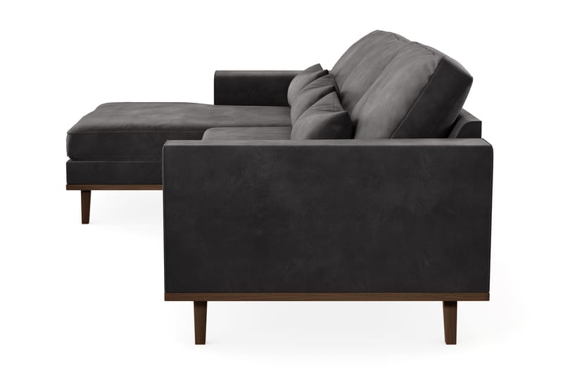 Copenhagen 4-seters Venstrevendt L-formet Divansofa i Fløyel - Mørk grå - Møbler - Sofaer - Sofaer med sjeselong - 4 seters sofa med divan
