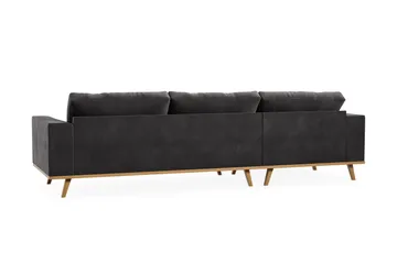 Copenhagen 4-seters Venstrevendt L-formet Divansofa i Fløyel - Mørk grå - Møbler - Sofaer - Sofaer med sjeselong - 4 seters sofa med divan