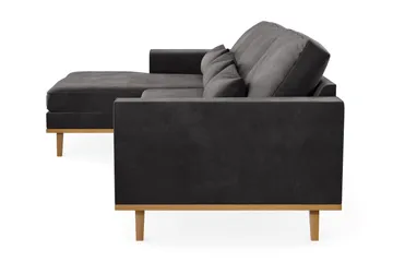 Copenhagen 4-seters Venstrevendt L-formet Divansofa i Fløyel - Mørk grå - Møbler - Sofaer - Sofaer med sjeselong - 4 seters sofa med divan
