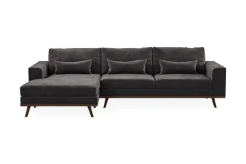 Copenhagen 4-seters Venstrevendt L-formet Divansofa i Fløyel - Mørk grå - Møbler - Sofaer - Sofaer med sjeselong - 4 seters sofa med divan