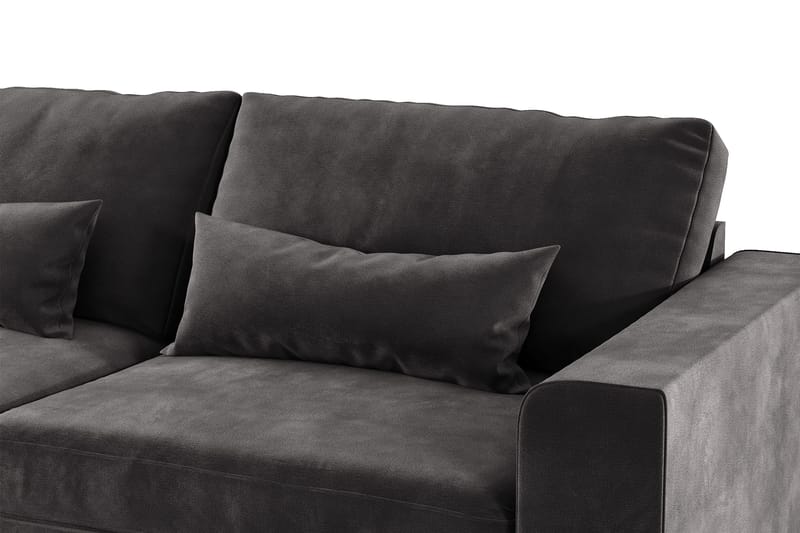 Copenhagen 4-seters Venstrevendt L-formet Divansofa i Fløyel - Mørk grå - Møbler - Sofaer - Sofaer med sjeselong - 4 seters sofa med divan