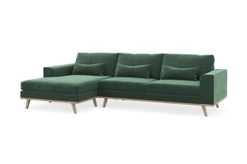 Copenhagen 4-seters Venstrevendt L-formet Divansofa i Fløyel - Mørk grønn - Møbler - Sofaer - Sofaer med sjeselong - 4 seters sofa med divan