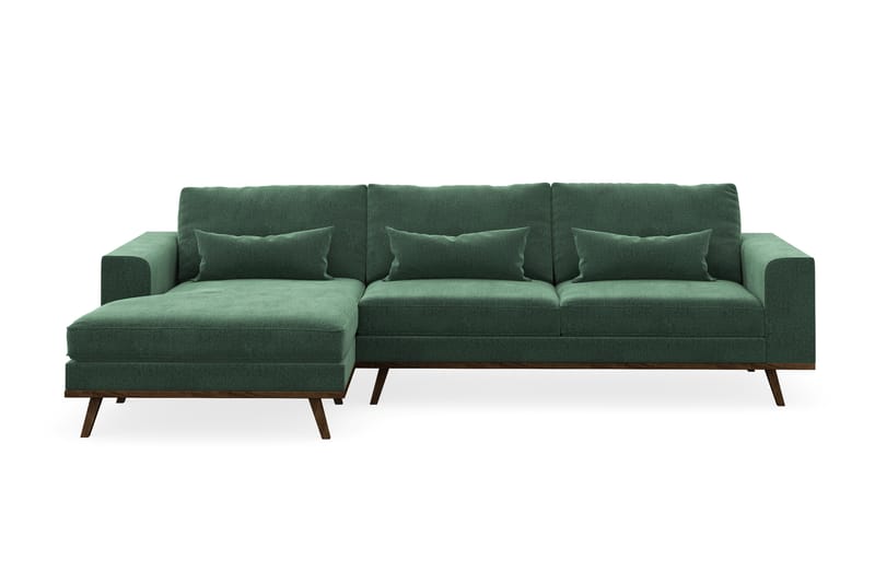 Copenhagen 4-seters Venstrevendt L-formet Divansofa i Fløyel - Mørk grønn - Møbler - Sofaer - Sofaer med sjeselong - 4 seters sofa med divan