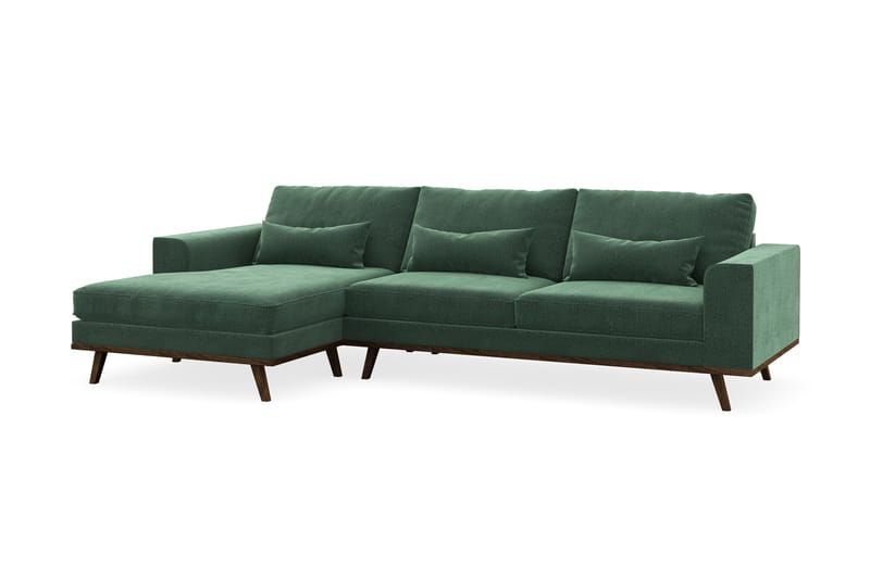 Copenhagen 4-seters Venstrevendt L-formet Divansofa i Fløyel - Mørk grønn - Møbler - Sofaer - Sofaer med sjeselong - 4 seters sofa med divan