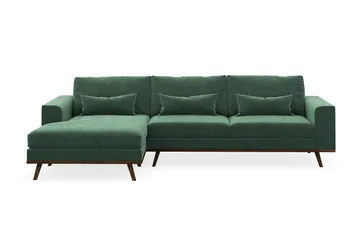 Copenhagen 4-seters Venstrevendt L-formet Divansofa i Fløyel - Mørk grønn - Møbler - Sofaer - Sofaer med sjeselong - 4 seters sofa med divan