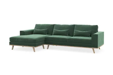 Copenhagen 4-seters Venstrevendt L-formet Divansofa i Fløyel - Mørk grønn - Møbler - Sofaer - Sofaer med sjeselong - 4 seters sofa med divan