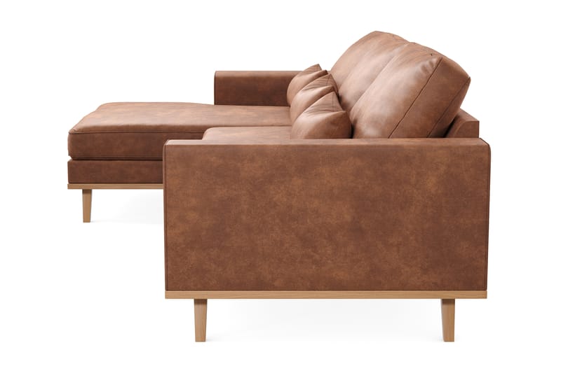 Copenhagen 4-seters Venstrevendt L-formet Divansofa i Kunstlær - Brun - Møbler - Sofaer - Sofaer med sjeselong - 4 seters sofa med divan