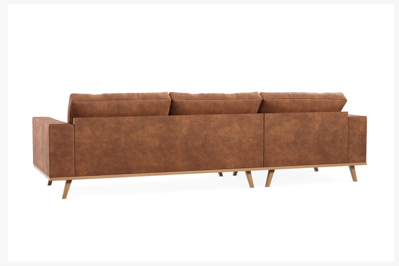 Copenhagen 4-seters Venstrevendt L-formet Divansofa i Kunstlær - Brun - Møbler - Sofaer - Sofaer med sjeselong - 4 seters sofa med divan