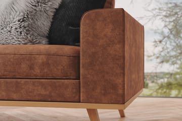 Copenhagen 4-seters Venstrevendt L-formet Divansofa i Kunstlær - Brun - Møbler - Sofaer - Sofaer med sjeselong - 4 seters sofa med divan