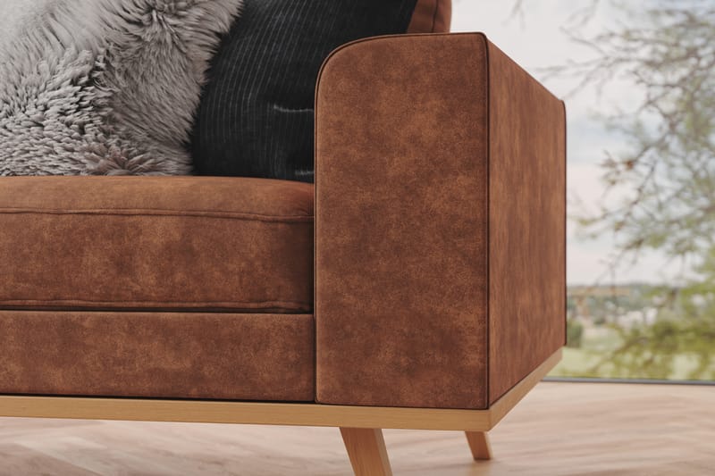 Copenhagen 4-seters Venstrevendt L-formet Divansofa i Kunstlær - Brun - Møbler - Sofaer - Sofaer med sjeselong - 4 seters sofa med divan