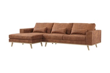 Copenhagen 4-seters Venstrevendt L-formet Divansofa i Kunstlær - Brun - Møbler - Sofaer - Sofaer med sjeselong - 4 seters sofa med divan