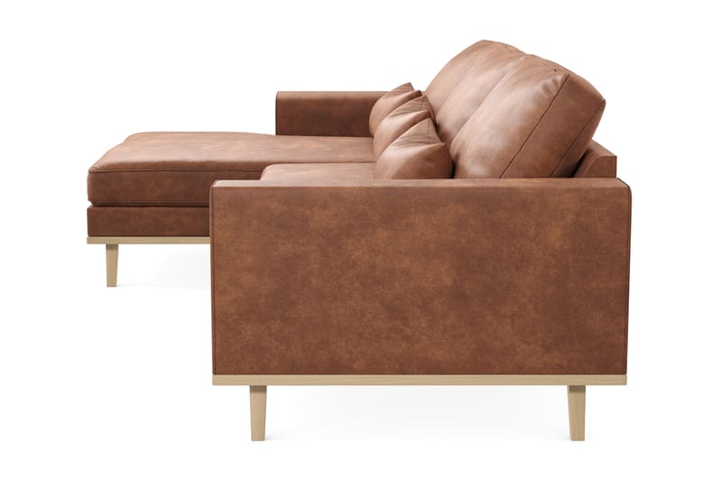 Copenhagen 4-seters Venstrevendt L-formet Divansofa i Kunstlær - Brun - Møbler - Sofaer - Sofaer med sjeselong - 4 seters sofa med divan