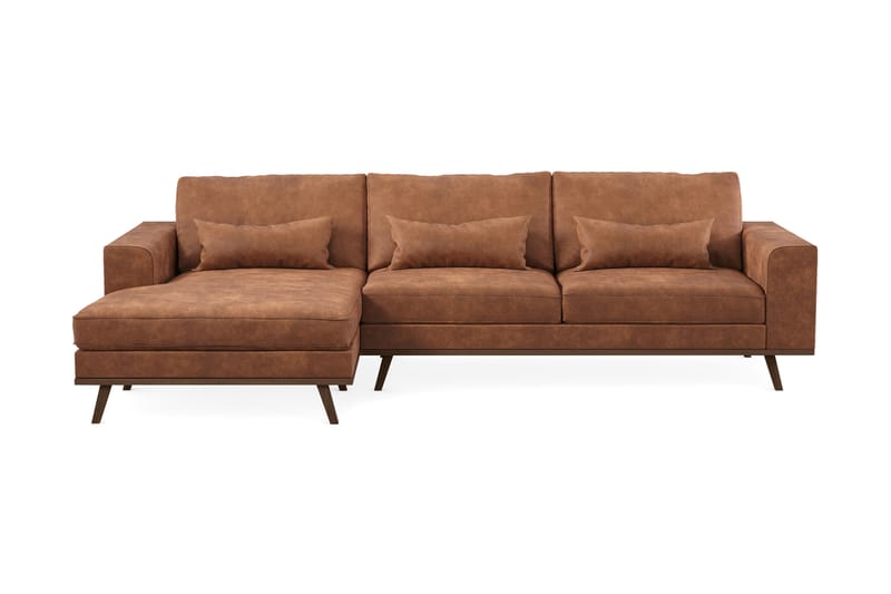 Copenhagen 4-seters Venstrevendt L-formet Divansofa i Kunstlær - Brun - Møbler - Sofaer - Sofaer med sjeselong - 4 seters sofa med divan