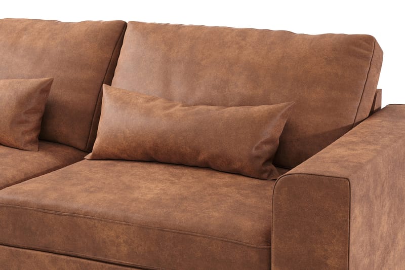 Copenhagen 4-seters Venstrevendt L-formet Divansofa i Kunstlær - Brun - Møbler - Sofaer - Sofaer med sjeselong - 4 seters sofa med divan