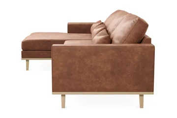 Copenhagen 4-seters Venstrevendt L-formet Divansofa i Kunstlær - Brun - Møbler - Sofaer - Sofaer med sjeselong - 4 seters sofa med divan