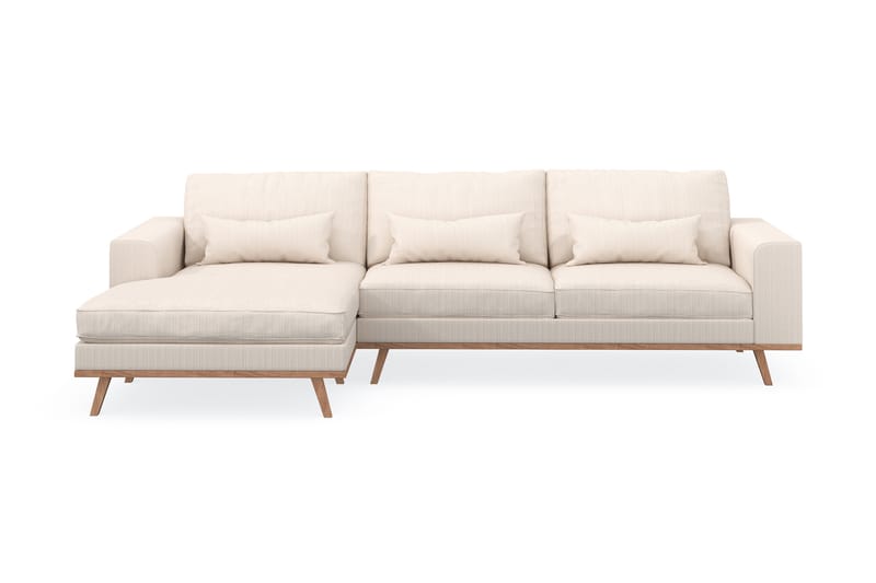 Copenhagen 4-seters Venstrevendt L-formet Divansofa i Manchester - Beige - Møbler - Sofaer - Sofaer med sjeselong - 4 seters sofa med divan