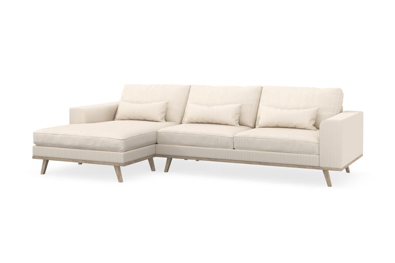Copenhagen 4-seters Venstrevendt L-formet Divansofa i Manchester - Beige - Møbler - Sofaer - Sofaer med sjeselong - 4 seters sofa med divan