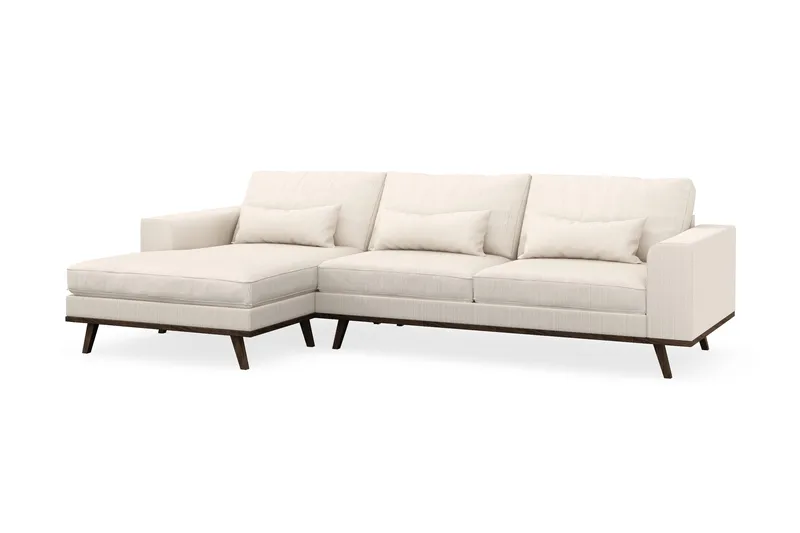 Copenhagen 4-seters Venstrevendt L-formet Divansofa i Manchester - Beige - Møbler - Sofaer - Sofaer med sjeselong - 4 seters sofa med divan