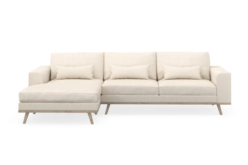 Copenhagen 4-seters Venstrevendt L-formet Divansofa i Manchester - Beige - Møbler - Sofaer - Sofaer med sjeselong - 4 seters sofa med divan