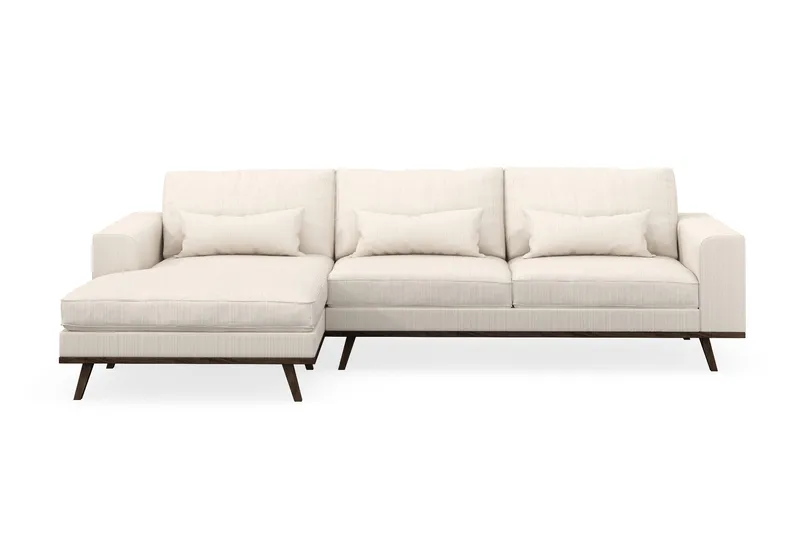 Copenhagen 4-seters Venstrevendt L-formet Divansofa i Manchester - Beige - Møbler - Sofaer - Sofaer med sjeselong - 4 seters sofa med divan