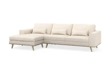 Copenhagen 4-seters Venstrevendt L-formet Divansofa i Manchester - Beige - Møbler - Sofaer - Sofaer med sjeselong - 4 seters sofa med divan