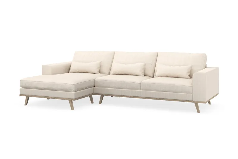 Copenhagen 4-seters Venstrevendt L-formet Divansofa i Manchester - Beige - Møbler - Sofaer - Sofaer med sjeselong - 4 seters sofa med divan