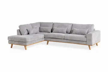 Copenhagen 4-seters Venstrevendt L-formet Divansofa i Manchester - Lys grå - Møbler - Sofaer - Sofaer med sjeselong - 4 seters sofa med divan