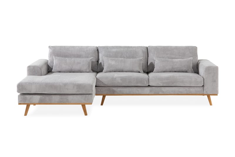 Copenhagen 4-seters Venstrevendt L-formet Divansofa i Manchester - Lys grå - Møbler - Sofaer - Sofaer med sjeselong - 4 seters sofa med divan