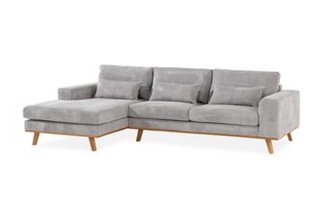 Copenhagen 4-seters Venstrevendt L-formet Divansofa i Manchester - Lys grå - Møbler - Sofaer - Sofaer med sjeselong - 4 seters sofa med divan