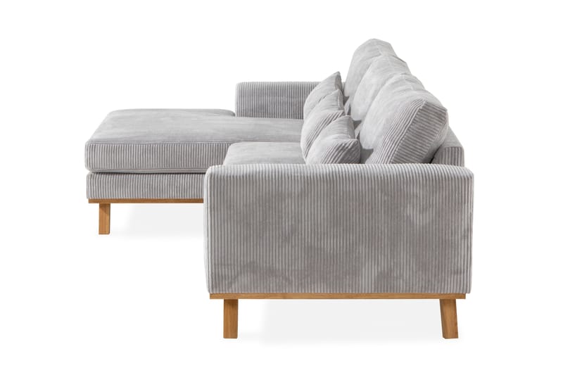 Copenhagen 4-seters Venstrevendt L-formet Divansofa i Manchester - Lys grå - Møbler - Sofaer - Sofaer med sjeselong - 4 seters sofa med divan