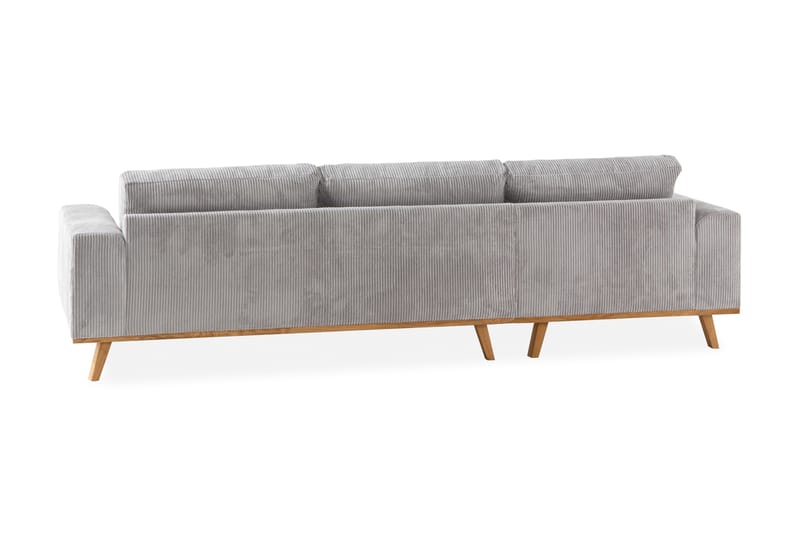 Copenhagen 4-seters Venstrevendt L-formet Divansofa i Manchester - Lys grå - Møbler - Sofaer - Sofaer med sjeselong - 4 seters sofa med divan