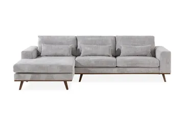 Copenhagen 4-seters Venstrevendt L-formet Divansofa i Manchester - Lys grå - Møbler - Sofaer - Sofaer med sjeselong - 4 seters sofa med divan
